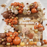 215pcs Fall Balloon Arch Kit β Orange, Brown & White with Maple Leaf Decor