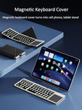 Foldable Bluetooth Keyboard Portable Wireless Keyboard With Pu Leather Cover Touchpad, Pocket-Sized Travel Keyboards For Ipad Tablet Laptop Ios Android Smartphone Pc Windows