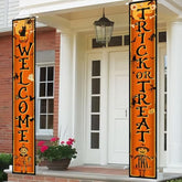 Vintage Halloween Banner with Pumpkin Witch Cat for Retro Party Decorations Indoor Outdoor