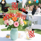Graduation Decorations 2026, 20Pcs Class Of 2026 Graduation Centerpieces For Tables, Double-Sided Grad Table Centerpieces With Sticks, Grad Party Decoration Supplies(Black&Red)