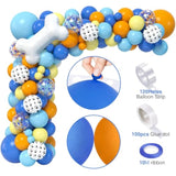 118 Pcs Dog Blue Party Decorations – Paw Balloon Garland, Backdrop & Tablecloth