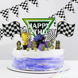 Monster Truck Cake Topper - 40Pcs Green And Purple Monster Truck Cake Decoration Racing Car Dessert Cupcake Topper For Kid Boy Birthday Truck Theme Party Baby Shower Table Decoration Supply