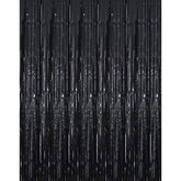 2 Pack Black Metallic Foil Fringe Curtains 6.4x9.8ft Party Backdrop