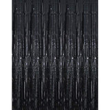 2 Pack Black Metallic Foil Fringe Curtains 6.4x9.8ft Party Backdrop