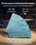 Eweadn Tk950 Typewriter Keyboard Wireless Mechanical Keyboard, 104 Keys Aesthetic Typewriter Keyboards With White Backlit, Anti-Ghosting, Blue Switch Bluetooth/2.4Ghz/Wired Cute Keyboards-Black