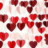 Valentines Day Pink Red Party-Decorations Heart-Garland - 39Ft 3D Burgundy Proposal Romantic Special Night Galentines Hanging Paper Streamers Banner,Engagement Wedding Baby Bridal Shower Decor