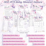 302 Pcs Butterfly Theme Baby Shower Games - 6 Games, 50 Sheets Each - Shower Party Bingo, Word Scramble, Word Search, Predictions And Advice, The Price Is Right, Guess Who
