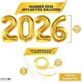 40-Inch Giant Gold "Happy New Year" Balloons 2026 NYE Party Supplies