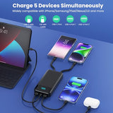 Portable Charger Power Bank 40800mAh with 3 Built-in Cables,25W Fast Phone Charging Portable Battery Pack,5 Outputs Travel Essentials Outdoor