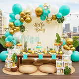 Teal Balloon Garland Kit - 122Pcs Teal Balloon Arch Kit With Gold Butt