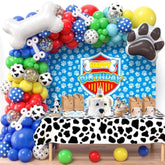 156Pcs Dog Paw Birthday Party Decorations Supplies For Boys Kids Teen, Blue Paw Print Balloon Arch Kit & Backdrop & Tablecloth & Dog Bone Foil Balloons, Puppy Theme Birthday Party Decorations