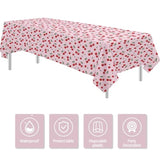 Cherry Birthday Decorations Tablecloth, 3 Pack Disposable Fruit Theme Cherry Party Supplies Table Cover For Birthday, Baby Shower, 55In X 86In
