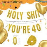 Holy Shit You'Re 40 Banner – Funny 40Th Birthday Party Decorations For Her Him,Glitter Gold Sign For Party Backdrop,Wall Decor,And Celebration Supplies