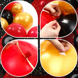 158 Pcs Red Carpet Red Black Gold Balloons Garland Arch Kit With 65 X 2 Ft Carpet 3 Stars And Different Size Balloons For Casino Birthday Las Vegas Night Poker Party New Year'S Eve Movie