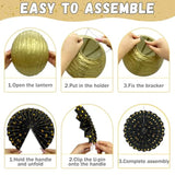 14-Pack Black Gold Party Decorations Lanterns Fans Pom Poms for Birthday Graduation