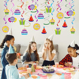 18PCS Colorful Birthday Swirl Decorations with Fun Signs for Parties