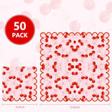 50Pcs Pink Bow Cherry Napkins Cherry Party Decorations Coquette Cute Scalloped Edge Paper Luncheon Dinner Napkins For Wedding Birthday Party Table Supplies