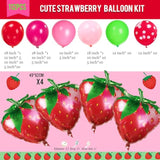 120 Pcs Strawberry Balloon Garland Kit Large Mylar Strawberry for 1st Birthday