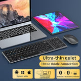 Wireless Bluetooth Rechargeable Keyboard And Mouse Combo. Rechargeable Dual-Mode (Bluetooth 5.0 And 3.0 +2.4G) Multi-Device Silent Mouse For Windows, Ipad, Tablet, Macos,Ios,Android (Grayish Black)