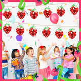 24 Pcs Strawberry Party Decorations Strawberry Honeycomb Balls Birthday Favors Berry First Theme Table Centerpieces Tissue Paper Honeycomb Tabletop Hanging Decor Party Supplies(Red)