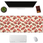 Steak Pattern Gaming Mouse Pad Extended Desk Computer Keyboard Laptop Meat Print Mouse Pads For Gaming Home Office Work, Large Long Desk Mat Mousepad With Non-Slip Rubber Base 31.5×11.8Inch