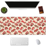 Steak Pattern Gaming Mouse Pad Extended Desk Computer Keyboard Laptop Meat Print Mouse Pads For Gaming Home Office Work, Large Long Desk Mat Mousepad With Non-Slip Rubber Base 31.5×11.8Inch