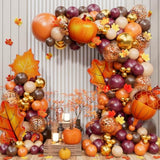 202PCS Fall Balloon Arch Kit with Orange Brown Burgundy Balloons for Thanksgiving