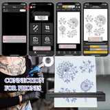Wireless Tattoo Stencil Printer, Portable Bluetooth Thermal Tattoo Printer With App Custom-Size A4, Print Realistic Portraits, 10 Transfer Papers, Works For Phone/Tablet/Pc (Black)