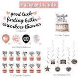 Coworker Farewell Decorations, Rose Gold Good Luck Finding Better Coworkers Than Us Banner Cake Toppers Balloons Hanging Swirls, Pink Going Away/Goodbye/Leaving Party Supplies For Job Change