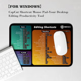 Mouse Pad With Capcut Shortcuts For Windows – Medium Cheat Sheet Desk Pad, 16"X11" Portable Computer Mousepad, For Video Editing And Gifts, Non-Slip Stitched Edges