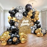 160Pcs Glod Sliver Black Confetti Balloons Arch Garland Kit For Birthday Graduation Baby Shower Wedding Party Supplies Decoration (Gold Silver Black)