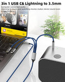 USB C Lightning 3.5mm to AUX Cable 1.2M for iPhone 16 15 14 Headphone Audio Jack Cord Splitter for MFI Certified Connector for iPad Car