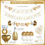 Happy Engagement Banner, Just Engaged Banner, Happy Engagement Decorations | Just Engaged Decorations | Almost Married Sign | Congratulations Wedding Decor Sign With Balloons