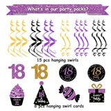 18Th Birthday Decorations For Girls Purple Black Gold Qian’S Party Pur