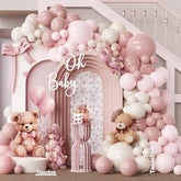 Dusty Pink Balloon Arch Garland Kit,141 Pcs Dusty Pink Light Pink Neutral Sand White Balloons For We Can Bearly Wait Baby Shower Gender Reveal Birthday Wedding Decoration