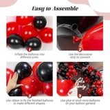 Red and Black Balloon Arch Kit with Confetti Balloons for Party Decor