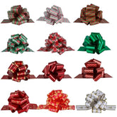 12Pcs Christmas Gift Wrap Bows With Ribbon 5Inch For Xmas Wrapping, Christmas Decorations, Florist Wrap (12Pcs)
