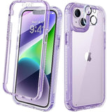 Designed For 14 Case, Full Body Rugged Case With Built-In Touch Sensitive Anti-Scratch Screen Protector, With Camera Lens Protector For 14 6.1" (Clear Purple)