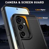 for Galaxy S25 FE Case with HD Screen Protector, Military-Grade Shockproof & Dual-Layer Protection, Anti-Slip Grip Design Phone Case, Black