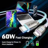 2-Pack 6Ft 60W Usb C To C Charger Cable, Usb 2.0 Fast Charging, Compatible With Iphone 16/15 Series, Samsung Galaxy S23, Ipad Pro 2021