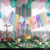 Donut Theme 2nd Birthday High Chair Banner – Rainbow Ribbon Tutu Party Decor