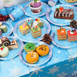 Frozen Birthday Party Supplies, Disposable Snowflake Paper Plates, Cups, Napkins,Cutlery And Tablecloth For Christmas Winter Wonderland Frozen Birthday Party Decorations Serves 24