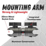 3.5" Aluminum Mounting Arm Dual 20mm Socket Ends Compatible with iPhone and Android Smartphones