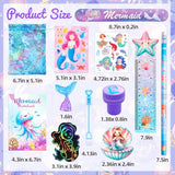 138Pcs Mermaid Party Favors, Little Mermaids Stationery Set Includes Stickers, Bubbles, Notebooks, Pencils,Mermaid Goodie Bags, Goodie Bags Stuffers For Kids, Classroom Rewards, Pinata Supplies