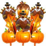 Thanksgiving Balloons Set 9Pcs Turkey Pumpkin Acorn Maple Leaf Foil Balloons for Fall Decor
