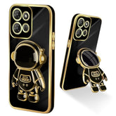 For Motorola Moto G Power 5G 2025 Case (6.8-Inch), With Astronaut Hidden Stand Kickstand 6D Design Cover - Black