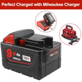 9Ah 18V Replacement Battery Compatible With Milwaukee M18 Xc 48-11-1840 48-11-1860 Cordless Power Tools Lithium Batteries