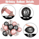 Black Rose Gold Happy 40Th Birthday Balloons, 15 Pieces 40Th Birthday Decorations For Women, 40Th Latex Helium Balloons For Her Age 40 Years Old 40Th Birthday Party Decor Celebration Supplies
