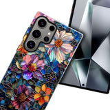 Case for Samsung Galaxy S24 Ultra,Colorful Floral Flower Art Phone Case Drop Resistant Glossy 2 in 1 Solid Dual-Layer Cover for Girl Women