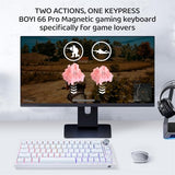 X Boyi 66Pro Magnetic Switch Rapid Trigger Rgb Gaming Keyboard,60% Hall Effect Adjustable Actuation Gasket-Mounted Hot Swap Wired Mechanical Keyboard With Knob For Pc/Mac Gamer (White)